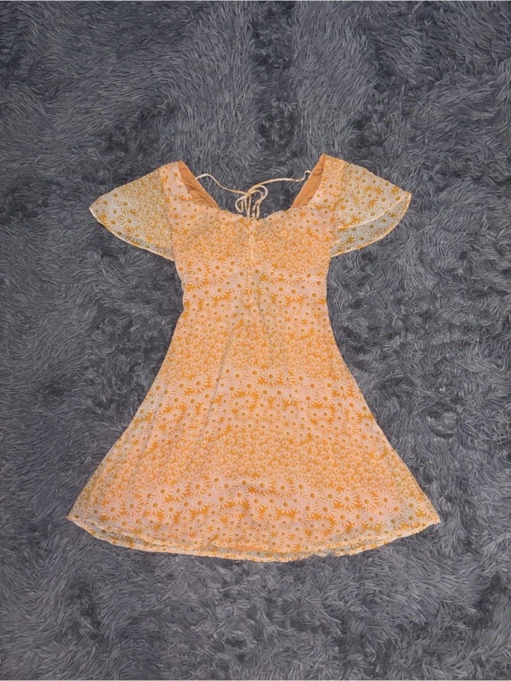 NEW That’s So Fetch Women’s Orange Mini Babydoll Floral Dress Size 8 Coquette